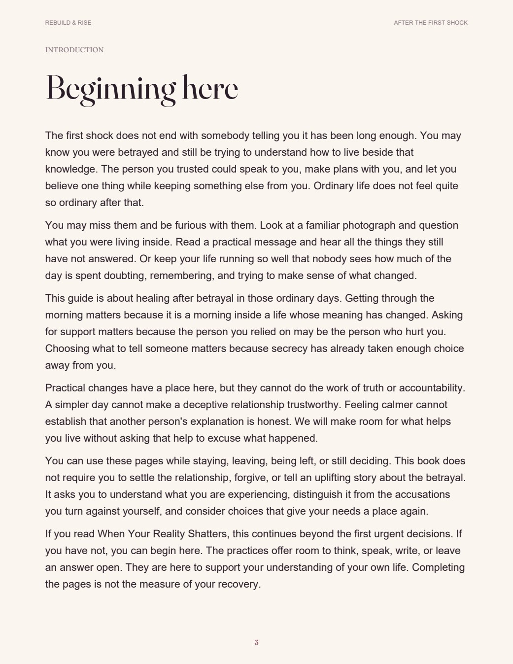 After the First Shock - introduction: Beginning here
