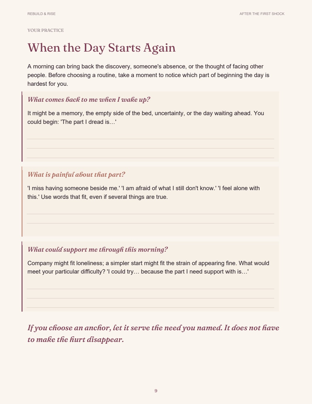 After the First Shock - guided morning reflection practice